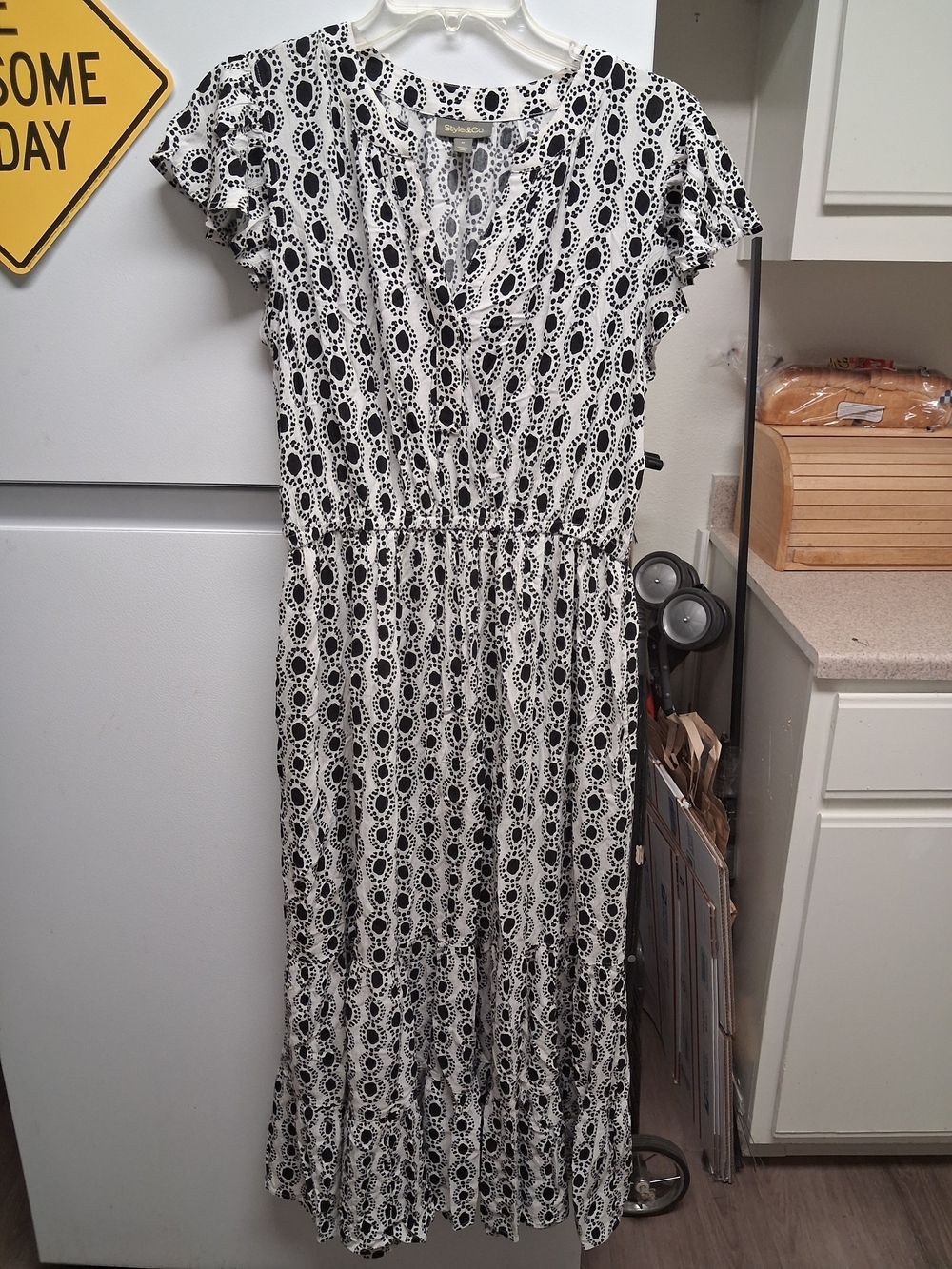 Style & Co. Black and White Printed Maxi Dress